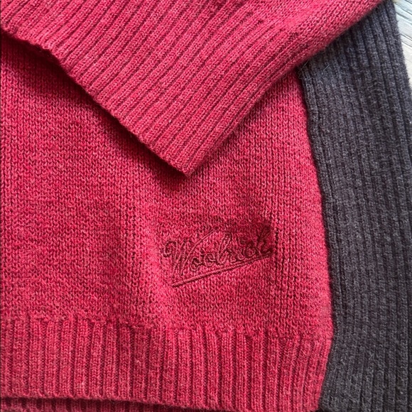 Woolrich | Deep Ruby 100% Cotton Nordic Snowflake V-Neck Sweater Size Medium - Picture 3 of 11